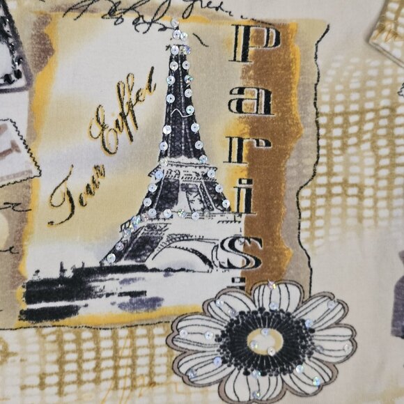 CJ Banks Paris France Knit Shirt Top 3/4 Sleeve Sequins White Cream Sz 2X Casual - Picture 6 of 10